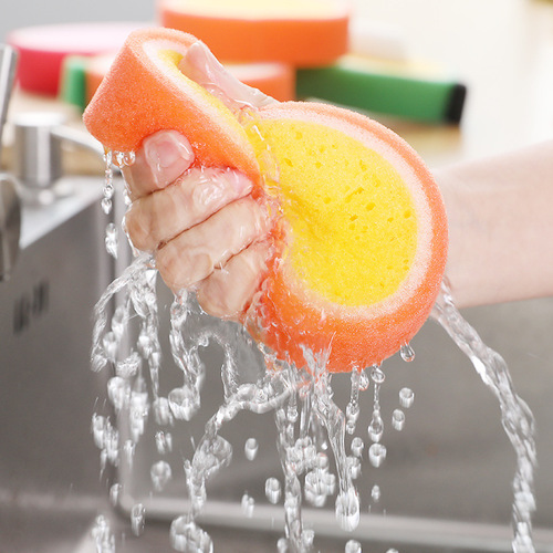 Creative kitchen fruit style thickened sponge scouring pad, powerful decontamination dishcloth, rag, dishwashing dish towel