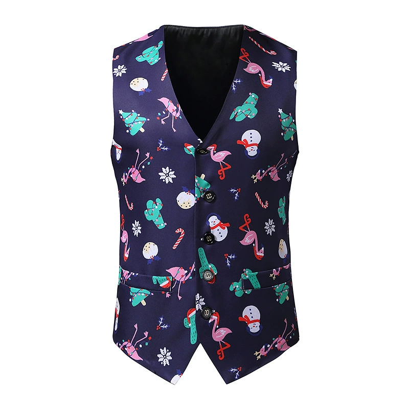 Новый рождественский жилет новогодний мужской рождественский 3D Санта-Клаус с принтом жилет SD31