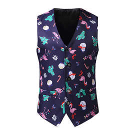 新款圣诞马甲 新年款男士圣诞节3D圣诞老人印花马甲 SD31