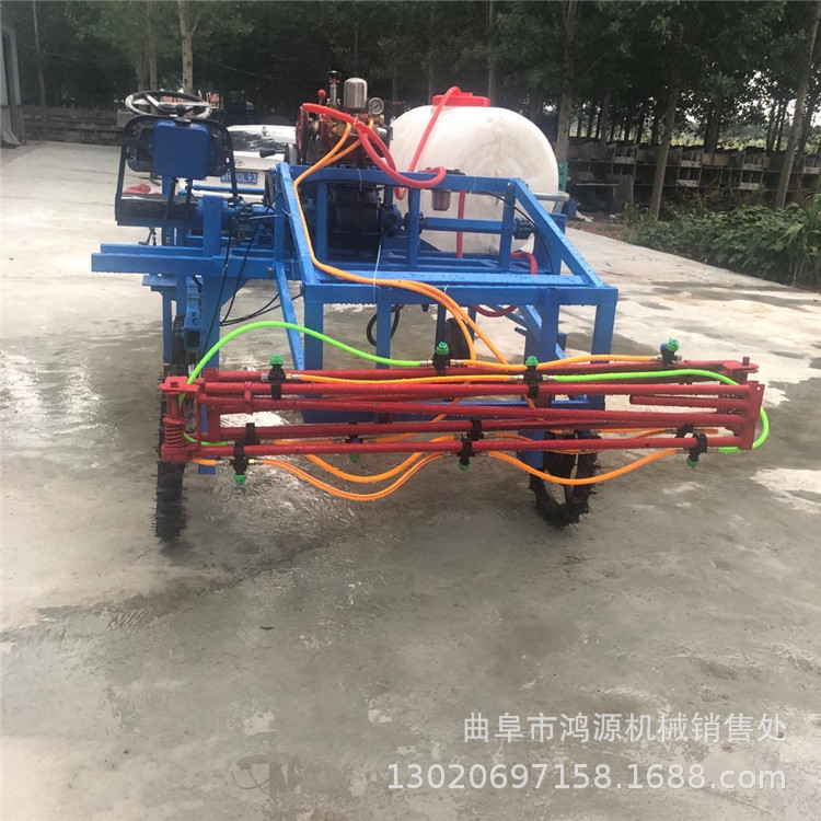 手摇升降四轮打药机鸿源定做轮距可调四轮打药机农作物杀虫打药机