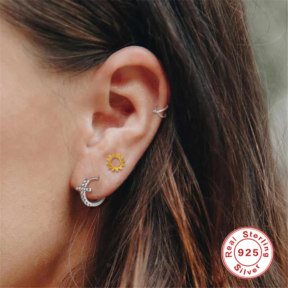 Earrings Classification 1 Pair 925 Sterling Silver Cross Zircon Earrings