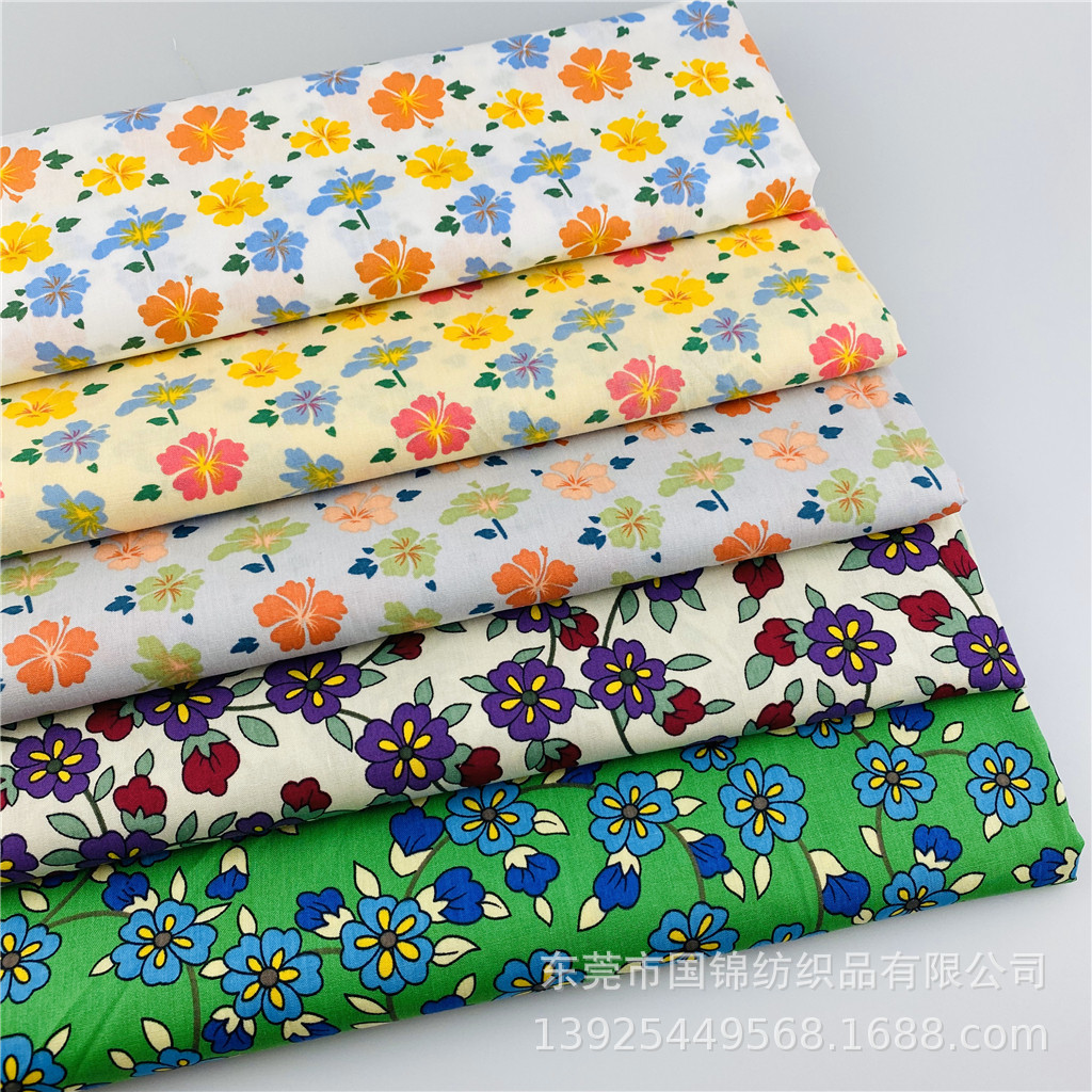 新款田园风印花布 全棉133*72府绸活性印花布 童装连衣裙面料