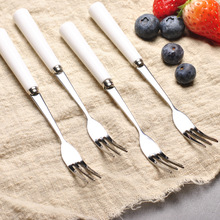 吃水果的叉子签不锈钢水果叉套装创意可爱点心甜品蛋糕陶瓷家用