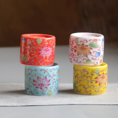 Enamel ceramic lid placed on Zisha teapot lid bowl ceramic lid stand teacup set for wholesale Gongfu tea