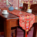 桌旗中式禅意红色复古茶道桌旗布现代玄关鞋柜茶几装饰布长条简约