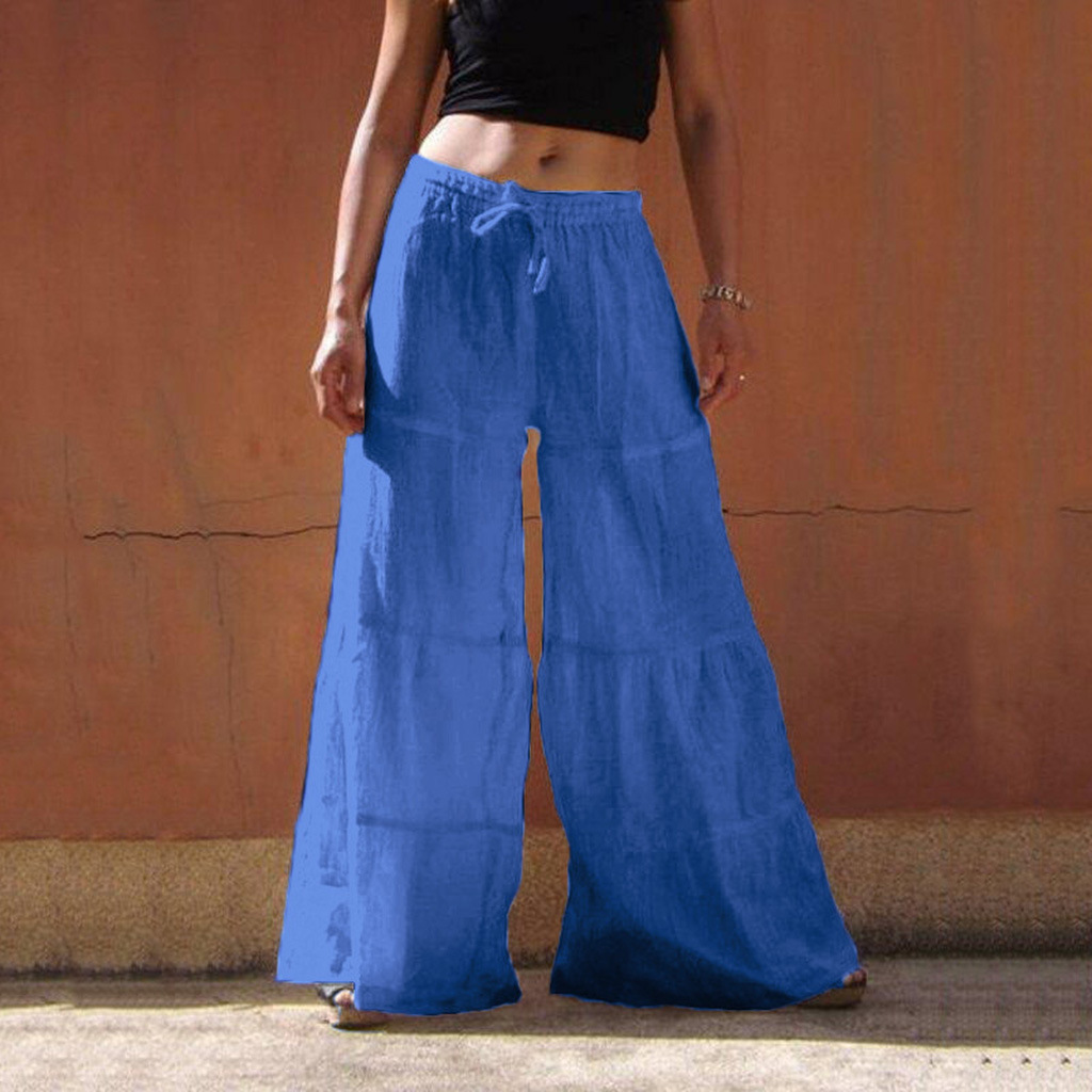 Women's Daily Simple Style Solid Color Full Length Washed Casual Pants Wide Leg Pants display picture 7