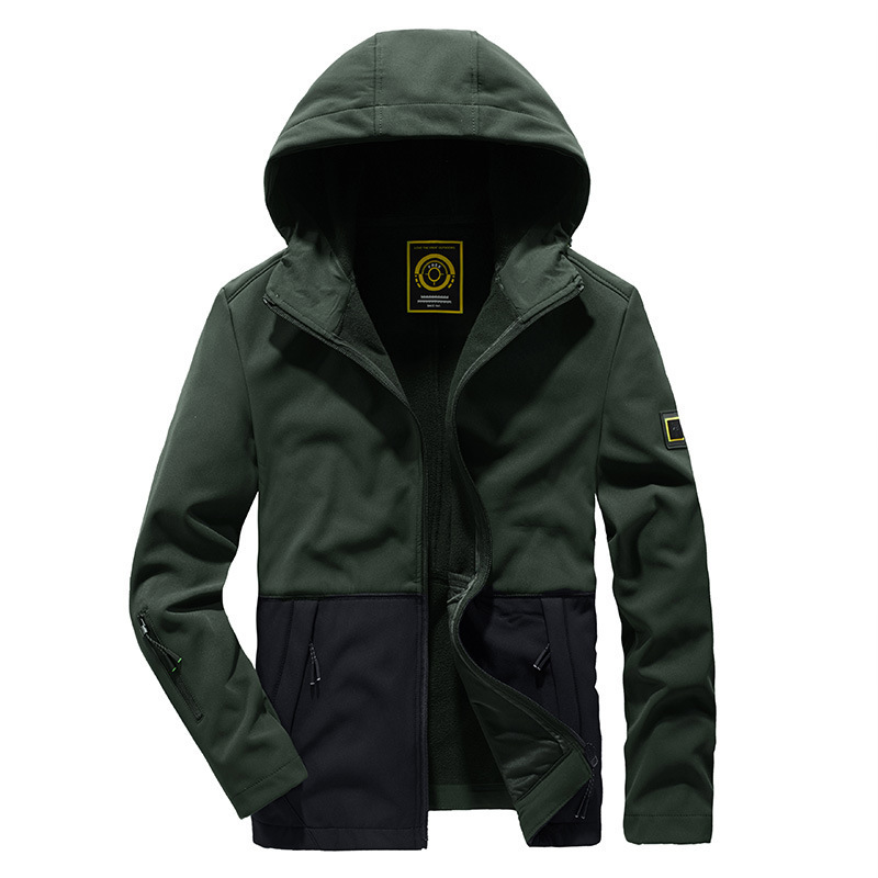 Chaqueta a juego de color casual para hombres de terciopelo Delgado transfronterizo primavera y otoño chaqueta con capucha de viaje al aire libre carga soft shell top