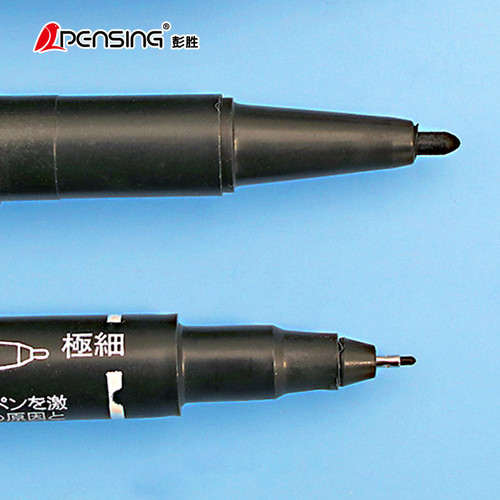 Small double-headed marker oil-based pen children's hook line pen black thin head quick-drying student office stationery supplies wholesale