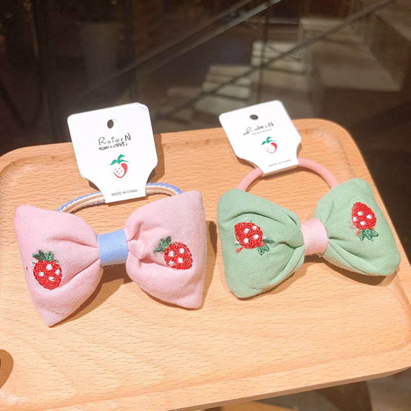 Korean Fabric Bow Tie Hair Tie Cute Fruit Cherry Hair Rope display picture 13