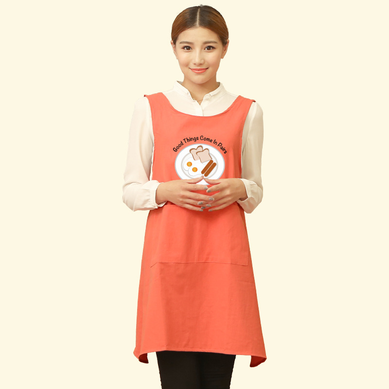 Delantal cocina del hogar camarero ropa de trabajo de estilo coreano de las mujeres de moda de los hombres lindos anti-fouling cintura de impresión de logotipo personalizado