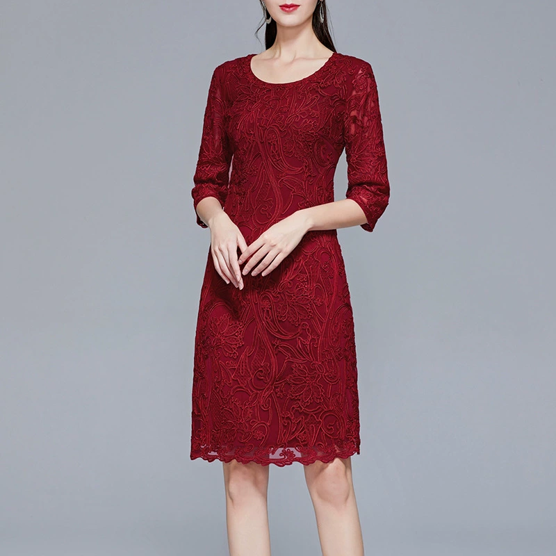 Адекватные поставки бренда банкет мать Новая весна красный плюс размер среднего возраста женщин одежда платье женщин