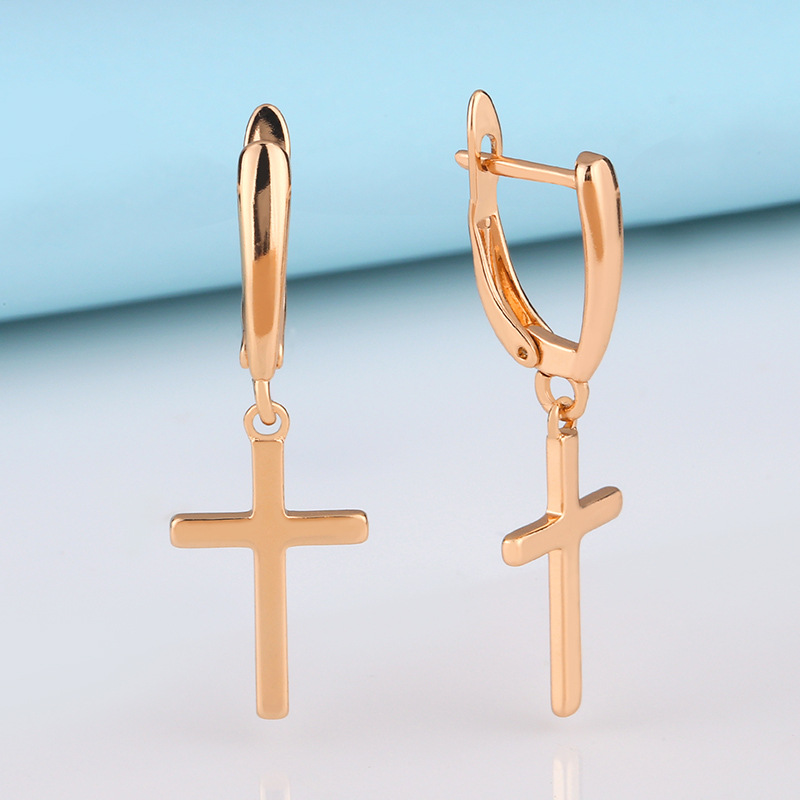 Simple Geometric Cross Ear Drop Earrings Ear Jewelry Hypoallergenic Ear Buckle Wholesale Nihaojewelry display picture 2