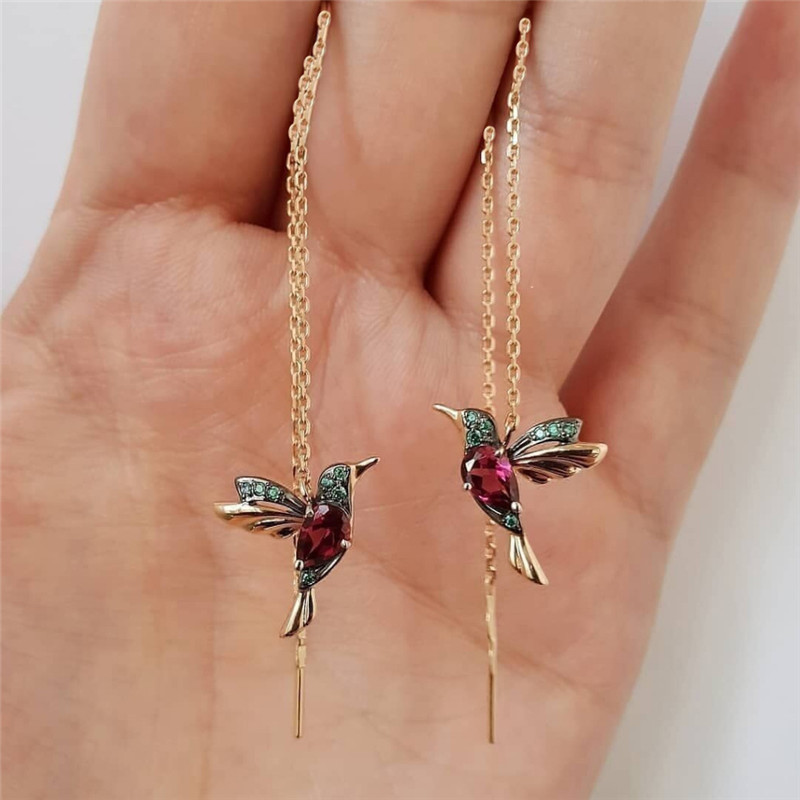 Retro Bird Alloy Inlay Artificial Gemstones Womenu0027S Earrings 1 Pair