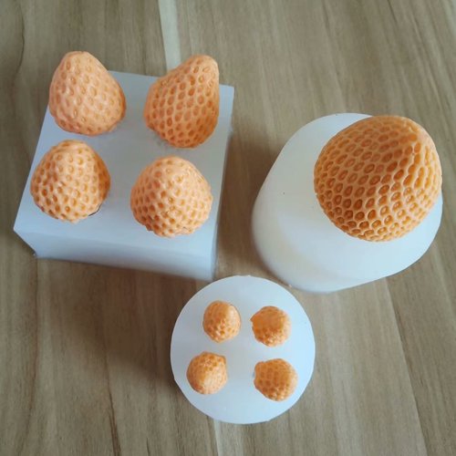 4-in-1 strawberry shaped cake decorating mold for large and small sizes, handmade soap fragrance plaster silicone mold 