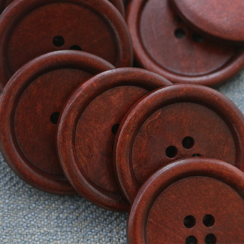 Small wholesale buttons, round thin edge four-eye natural wood buttons, wooden buttons for shirts, coats and trousers