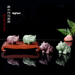 宜興紫砂犀牛河馬茶寵擺件廠家批發工藝品手工禮品茶盤茶具雕塑