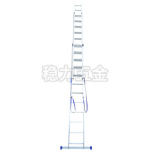 现货80宽铝合金材料3托批发拉伸梯铝合金折叠梯 伸缩梯子外贸批发