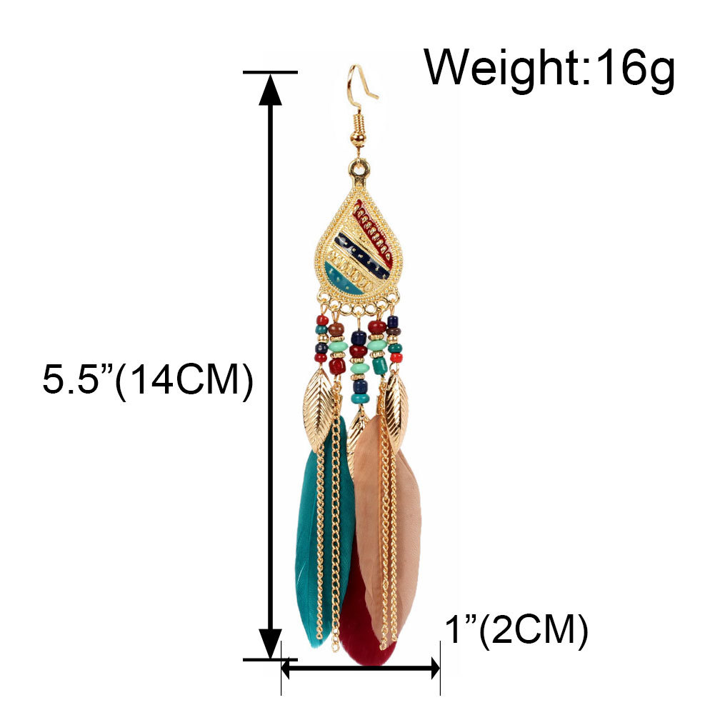 Europäische Und Amerikanische Beliebte Ohrringe, Schmuck, Übertriebene Feder Ohrringe Im Ethnischen Stil, Persönlichkeit, Einfache Ohrringe, Weibliche F6100 display picture 1