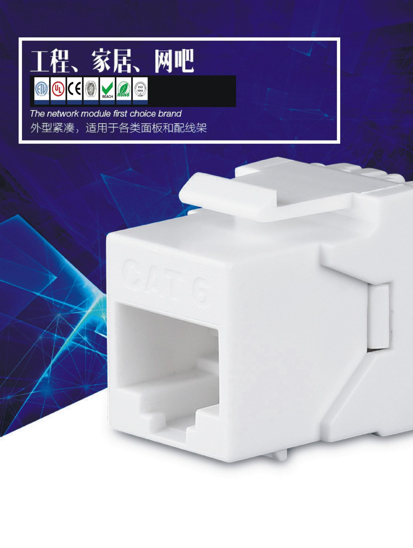 工厂供应网络模块 六类模块 180度打线 短款非屏蔽模块 批发|ru