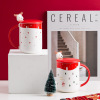 Christmas ceramics, cup, trend cute coffee gift box for beloved with glass, Birthday gift