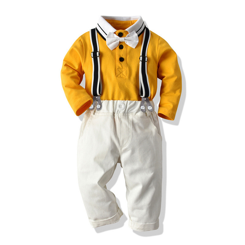 Autumn Boys Casual Polo Long Sleeve Set 2 Pcs suits