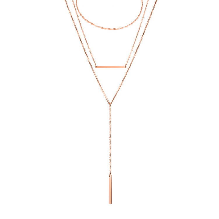 12g Weight Vacuum Plating Gold Plating Process 14K Gold Plated, Rose Gold Plated Plating Material 304 Stainless Steel Pendant Material Necklace Classification 304 Stainless Steel Chain Material 304 Stainless Steel Titanium Steel 14K Gold Plated Rose Gold Plated Lady Plating Chain Geometric Necklace