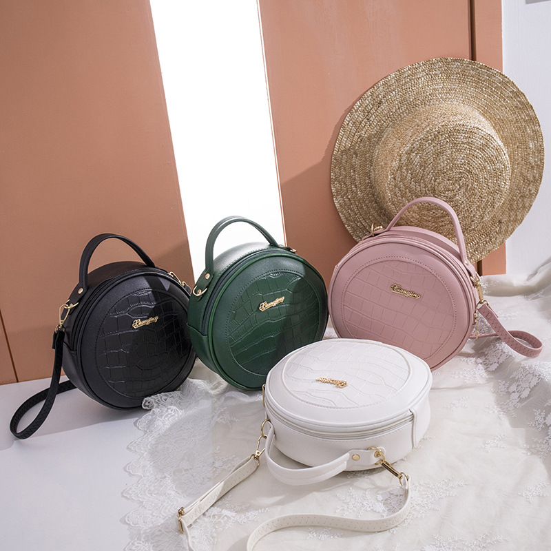 女式包包2020新款鳄鱼纹商标单肩手提小圆包时尚休闲手机包小包包|ms