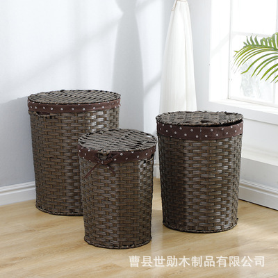 Rattan Storage baskets Laundry basket weave Storage box With cover Clothing Storage bucket Laundry Bin Dirty clothes Storage baskets