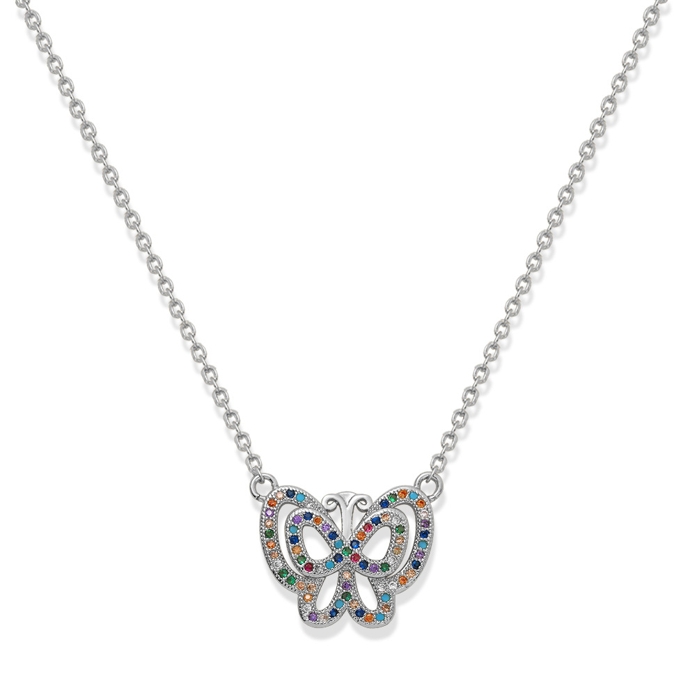 Moda Coreana Con Incrustaciones De Cobre Circonio Mariposa Simple Moda Creativa Diamante Completo Collar De Cobre De Lujo Al Por Mayor display picture 1