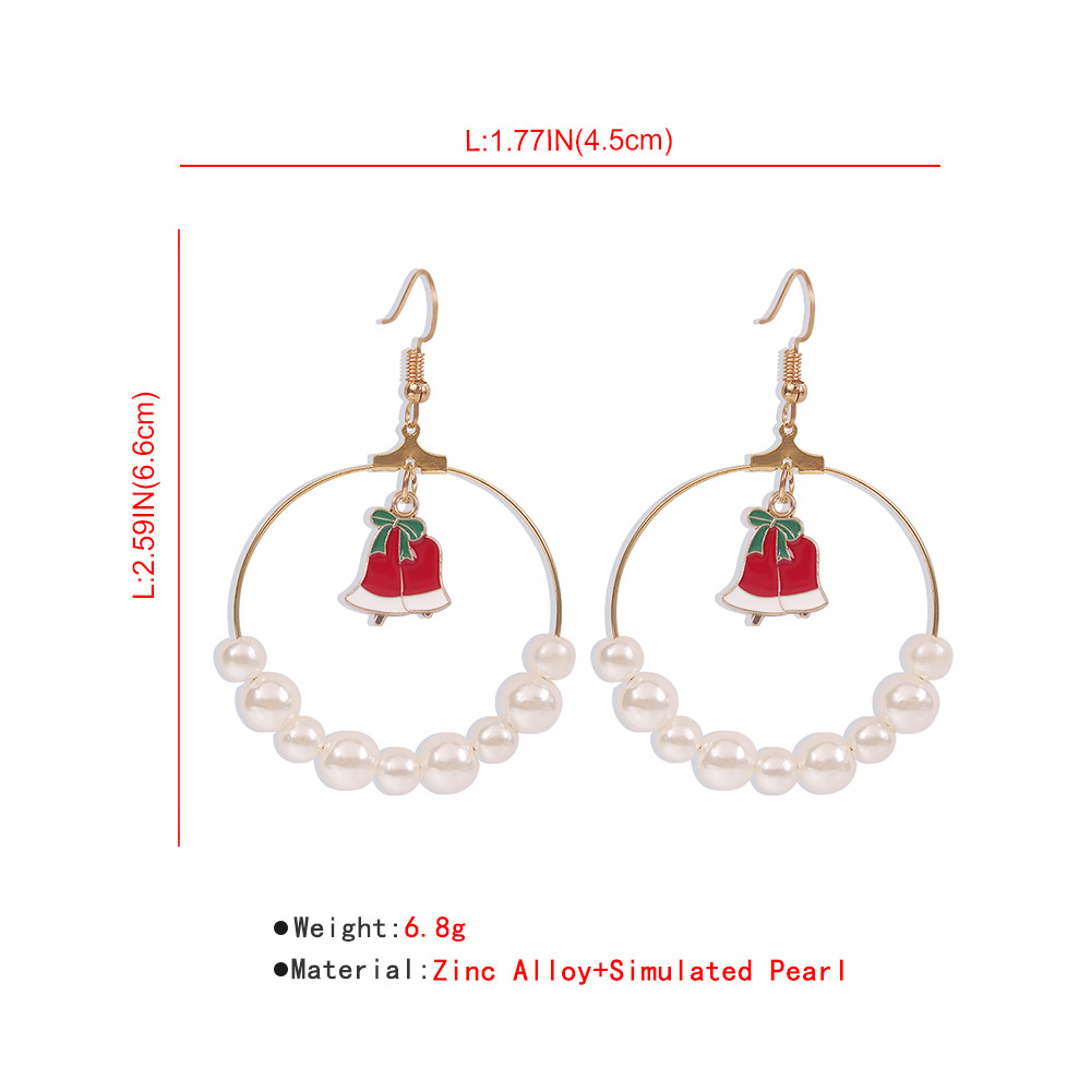 Exaggerated Large Circle Size Pearl Pearl Christmas Tree Elk Earrings For Women Hot Sale display picture 18