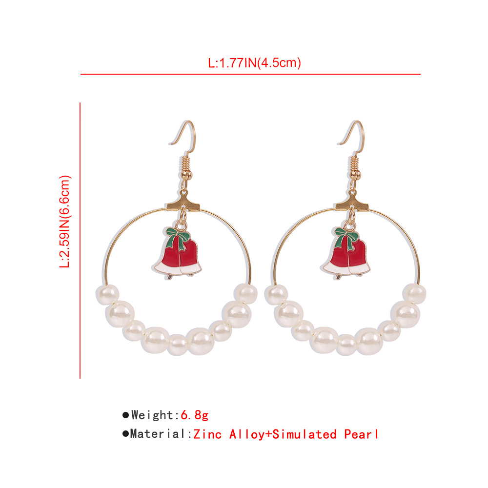 Boucles D&#39;oreilles Exagérées Grand Cercle Taille Perle Perle Arbre De Noël Élan Pour Femmes Vente Chaude display picture 18