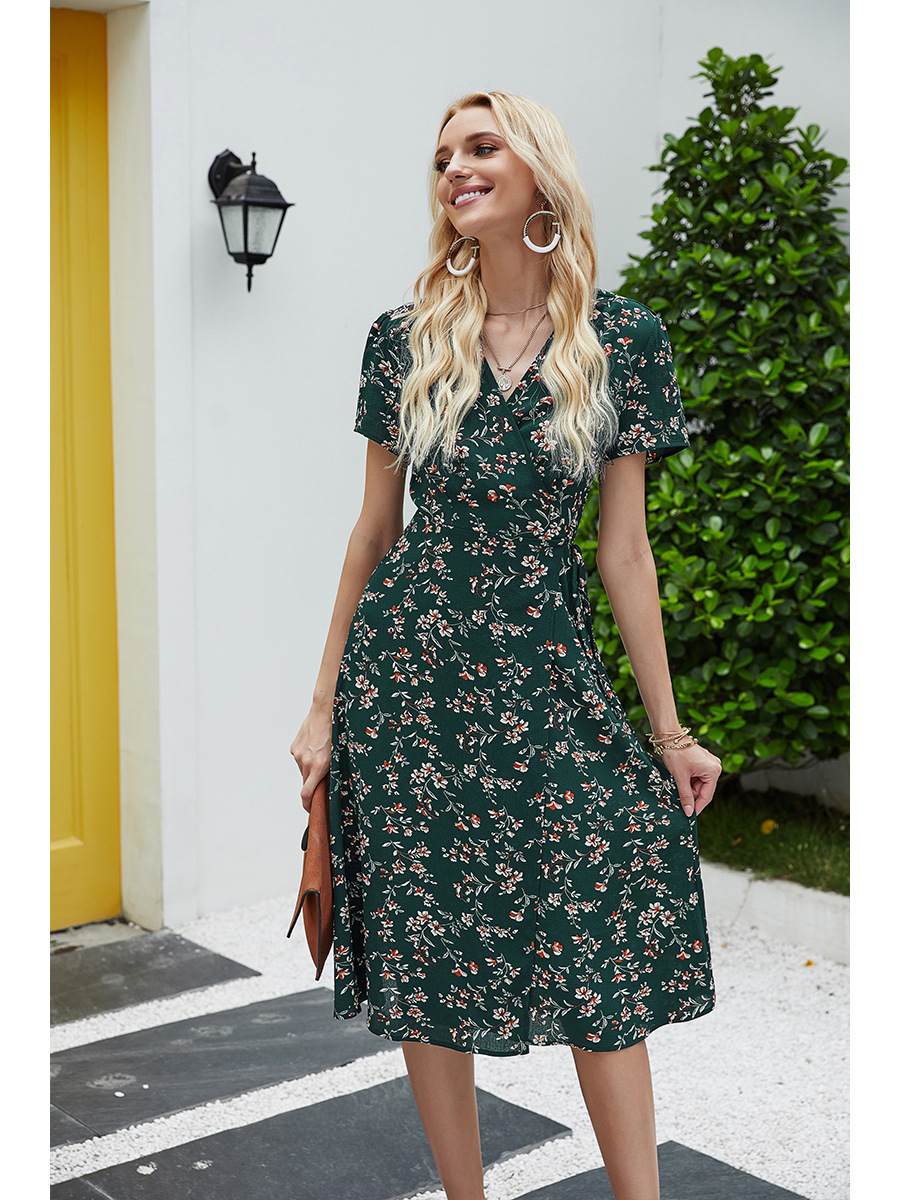 summer strap slim chiffon floral dress   NSAL2920