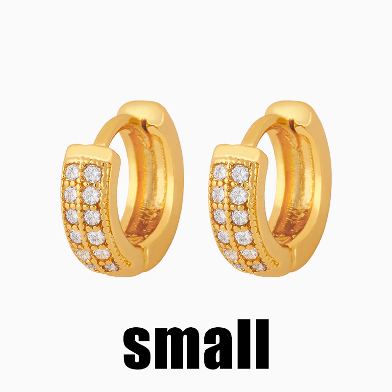 Korean Double Row Diamond Small Earrings display picture 6