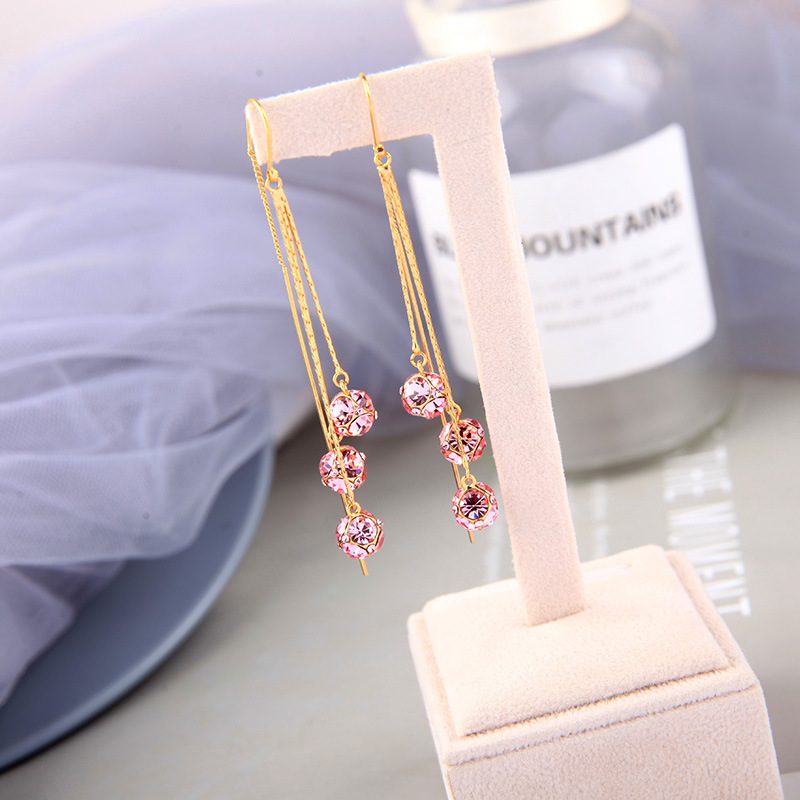 Simple Long Diamond Tassel Earrings display picture 2