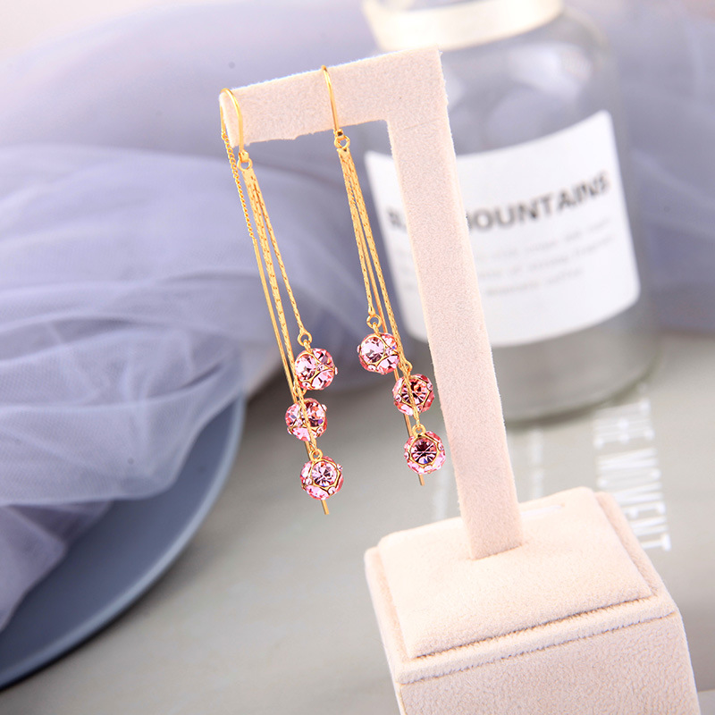 Aretes Largos Simples Con Borlas De Diamantes display picture 2