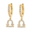 Earrings, zodiac signs, zirconium, suitable for import, simple and elegant design, micro incrustation, diamond encrusted