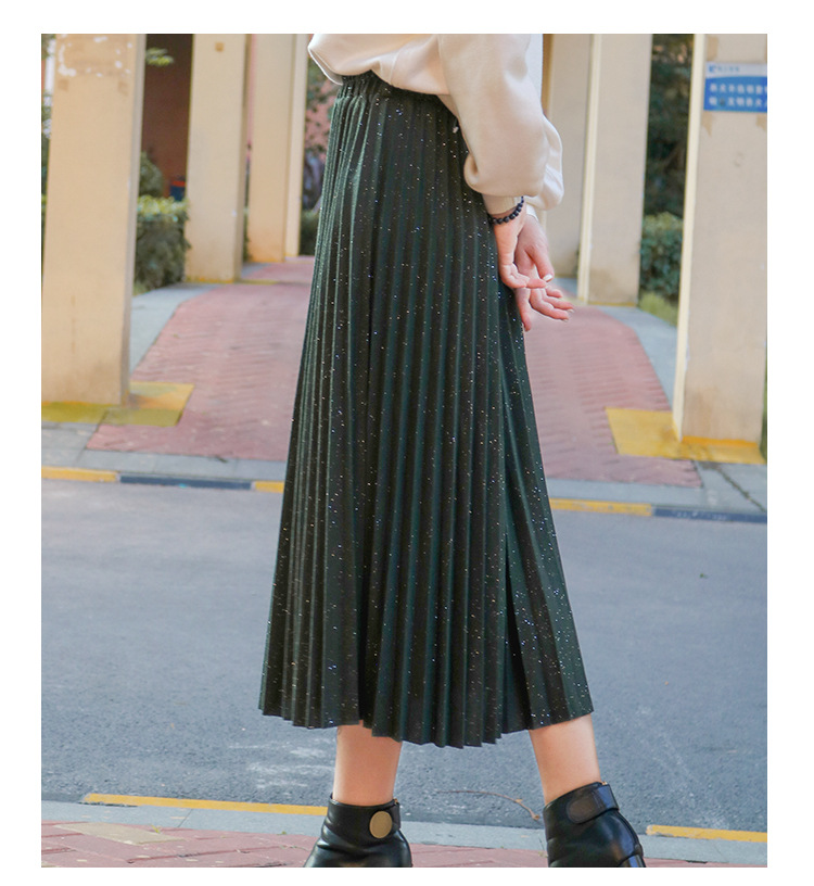 autumn new high waist solid color mid-length skirt NSXS37340