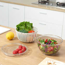 双层镂空洗果蔬沥水篮家用水果篮大号果盘创意厨房洗菜篮沙拉碗
