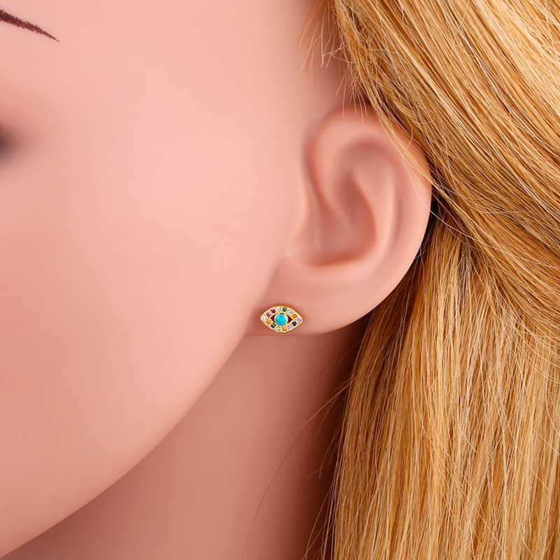 Earrings2021 أقراط مجوهرات شعبية جديدة مسمار الزركون الأصلي مرصع بالعين Ert35 display picture 7