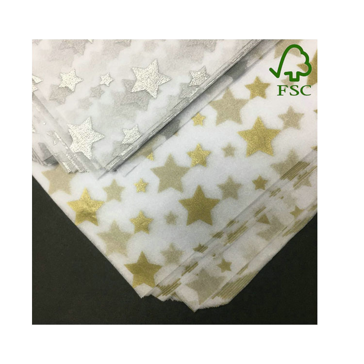 FSC圣诞系列19克圆点 波点 星星 条纹logo印刷拷贝纸   印刷棉纸