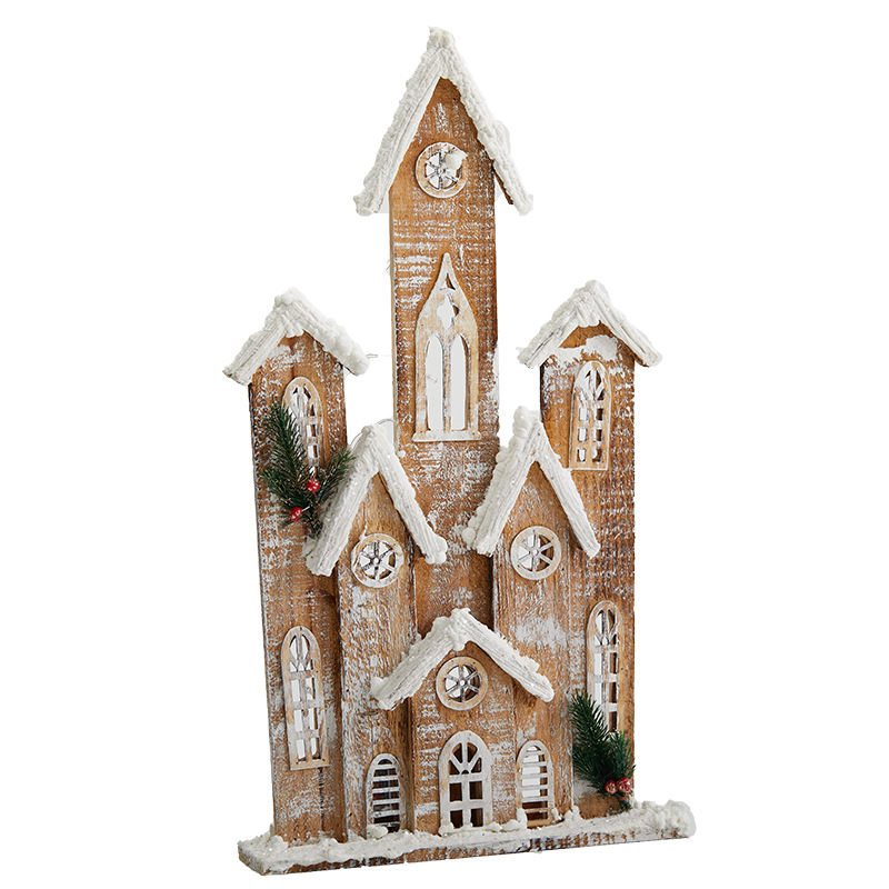 Casa de Navidad de madera decoración blanca con luces decoraciones de Navidad hotel centro comercial escenario de suelo props