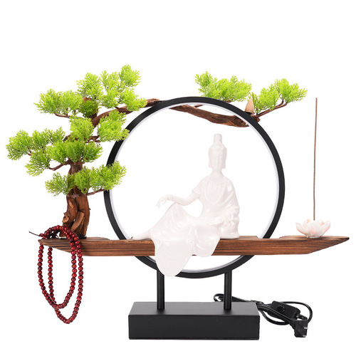 New Chinese style Guanyin Buddha statue ceramic Zen living room decorations entrance hall home accessories desk backflow incense crafts