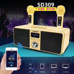 新型bluetoothスピーカーsd309携帯電話音響二人合唱k歌家庭カラオケ無線マイクメーカー