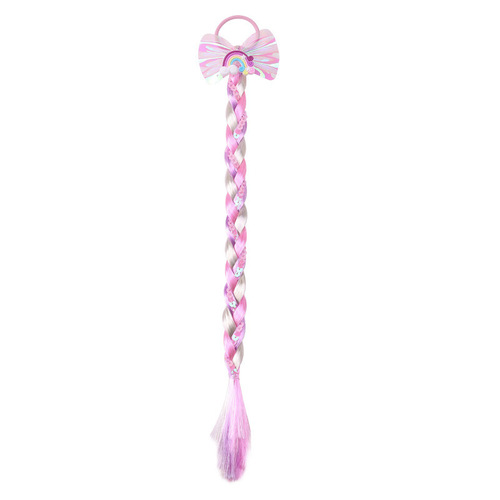 Children's Cartoon Unicorn Colored Wig Hair Rope Headwear Girl Baby Twist Braid Head Rope Princess Hair Circle Hair Accessories