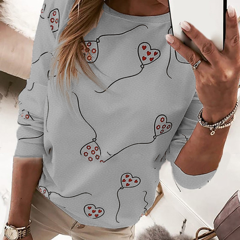  loose casual printing long-sleeved T-shirt  NSKX5948