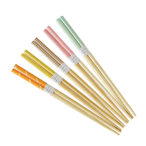 Nishida Muyu Japanese household tableware chopsticks 5 pairs set healthy carbonized bamboo chopsticks pointed chopsticks bamboo tableware