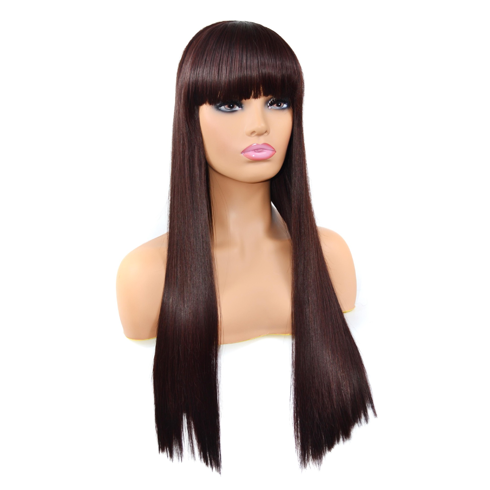 Syntetisk paryk Lige Personlig Langt Hår Flat Bang Pandebånd_voghion.com