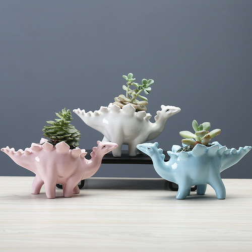 Supply of cross-border e-commerce cartoon animals, dinosaurs, succulent flower pots, home gardening, creative indoor ceramic flower ornaments
