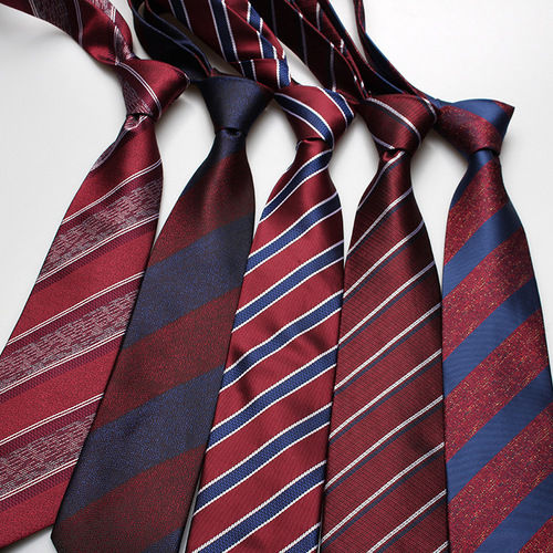 Shengzhou factory directly supplies men's trendy 8cm business formal casual work striped red hand-tied tie