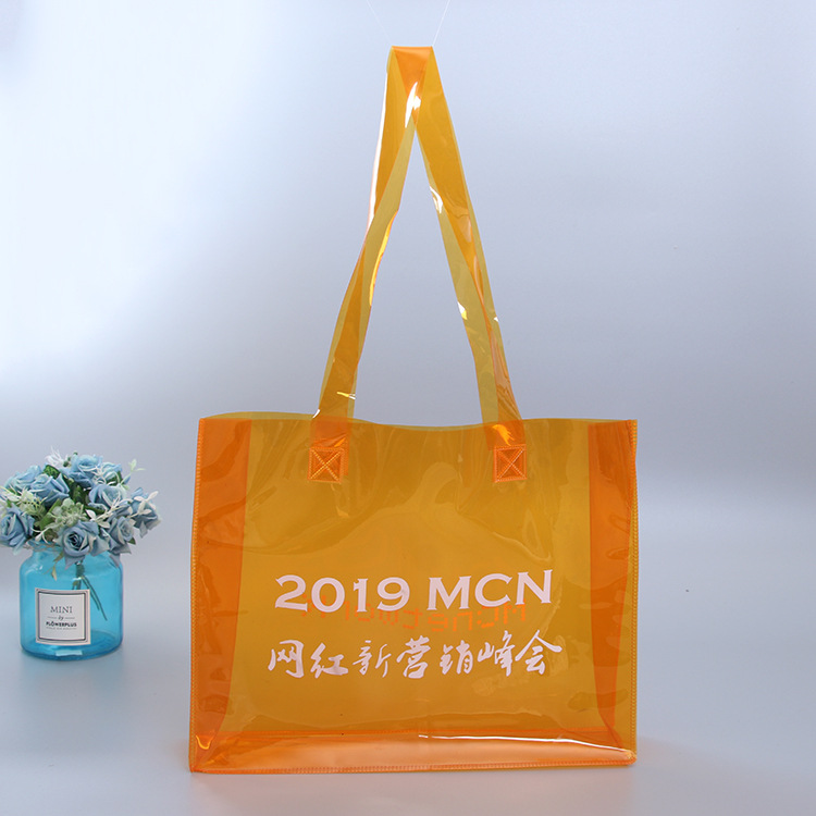 镭射手提袋透明果冻包PVC手提袋ins潮卡通学生大容量单肩包